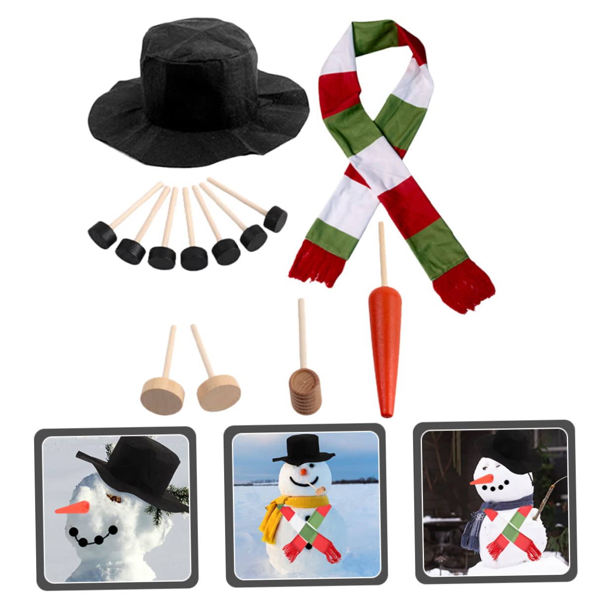 PRETYZOOM 3 Sätze Schneemann verkleiden schneemann DIY zubehör schneemann DIY Material winterdeko weihnachtsbekleidung weihnachtdeko festliches Accessoire Schneemann-Kleidungszubehör Stoff