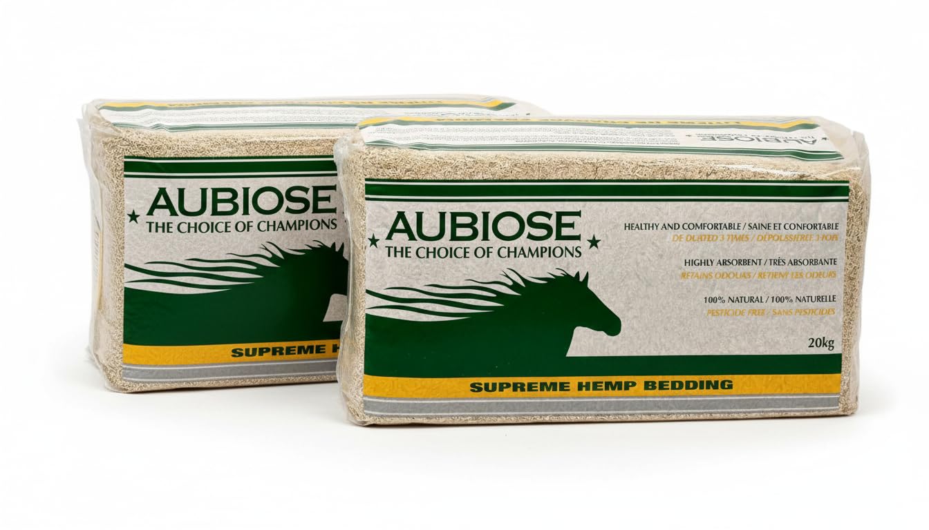 Aubiose High Grade French Hemp Bedding, 44lb (400L) Jumbo Bulk Bag of Extremely Low Dust Shavings for Horses, Chickens, Small Animals, Rats, Guinea