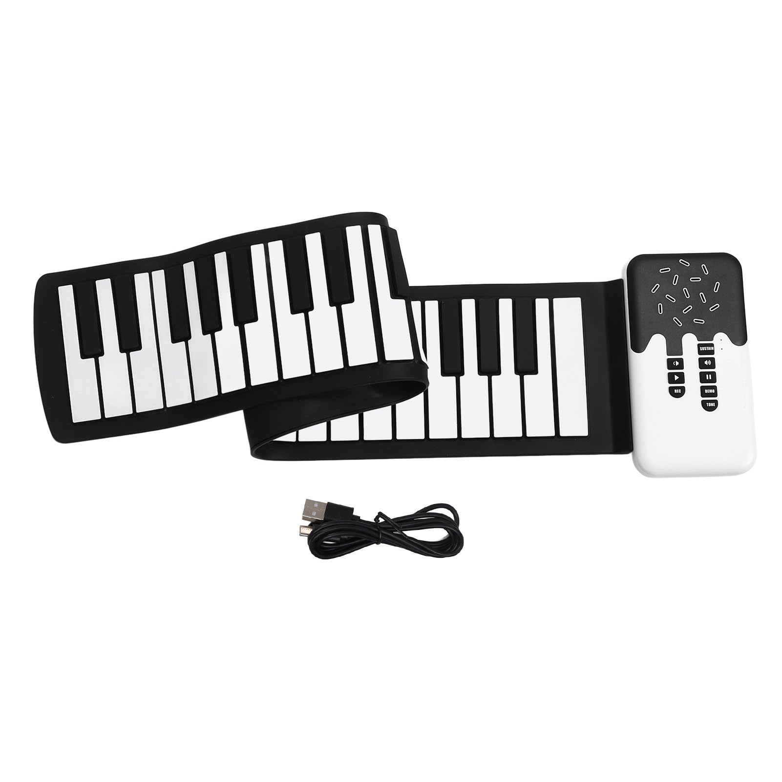 Pianoforte Elettronico a 49 Tasti Arrotolato a Mano Pianoforte Elettronico a Mano con Altoparlante Tastiera Pieghevole Piano Elettronico Flessibile per L'intrattenimento