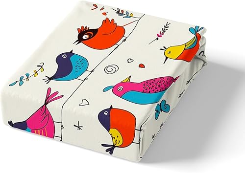 Miniatura 6 de Juego de funda de edredón de pájaros de dibujos animados, tamaño King, funda de edredón con 2 fundas de almohada, 3 piezas, juego de ropa de cama de