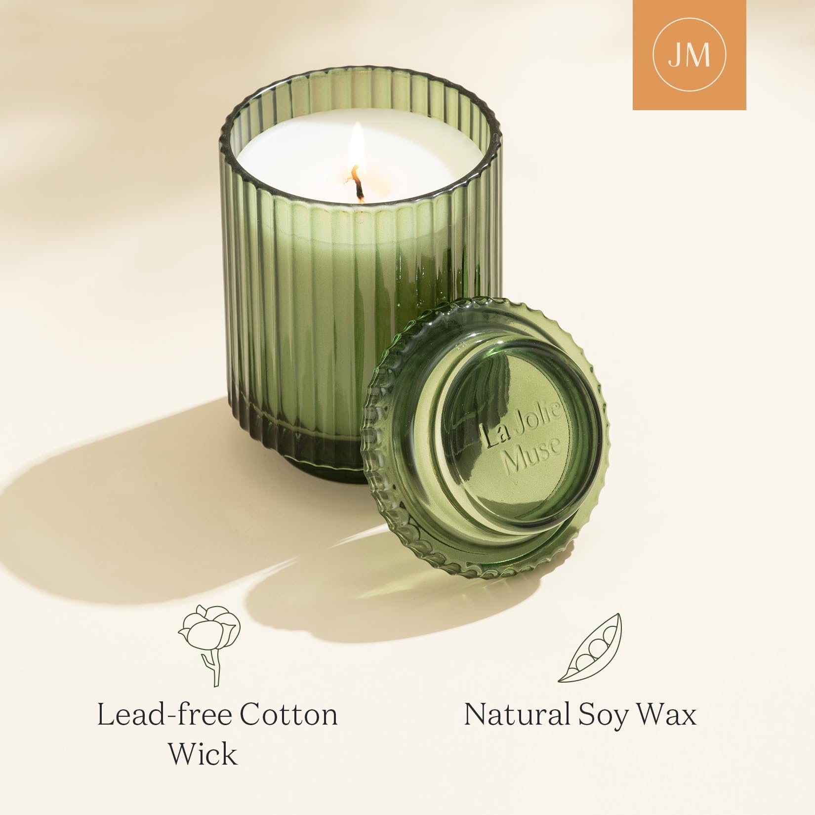 LA JOLIE MUSE Bougie parfumée à la mandarine matcha – Bougies de soja naturelles pour la maison – Cadeau pour homme et femme – Bougie en pot de luxe à combustion longue – 311,8 g