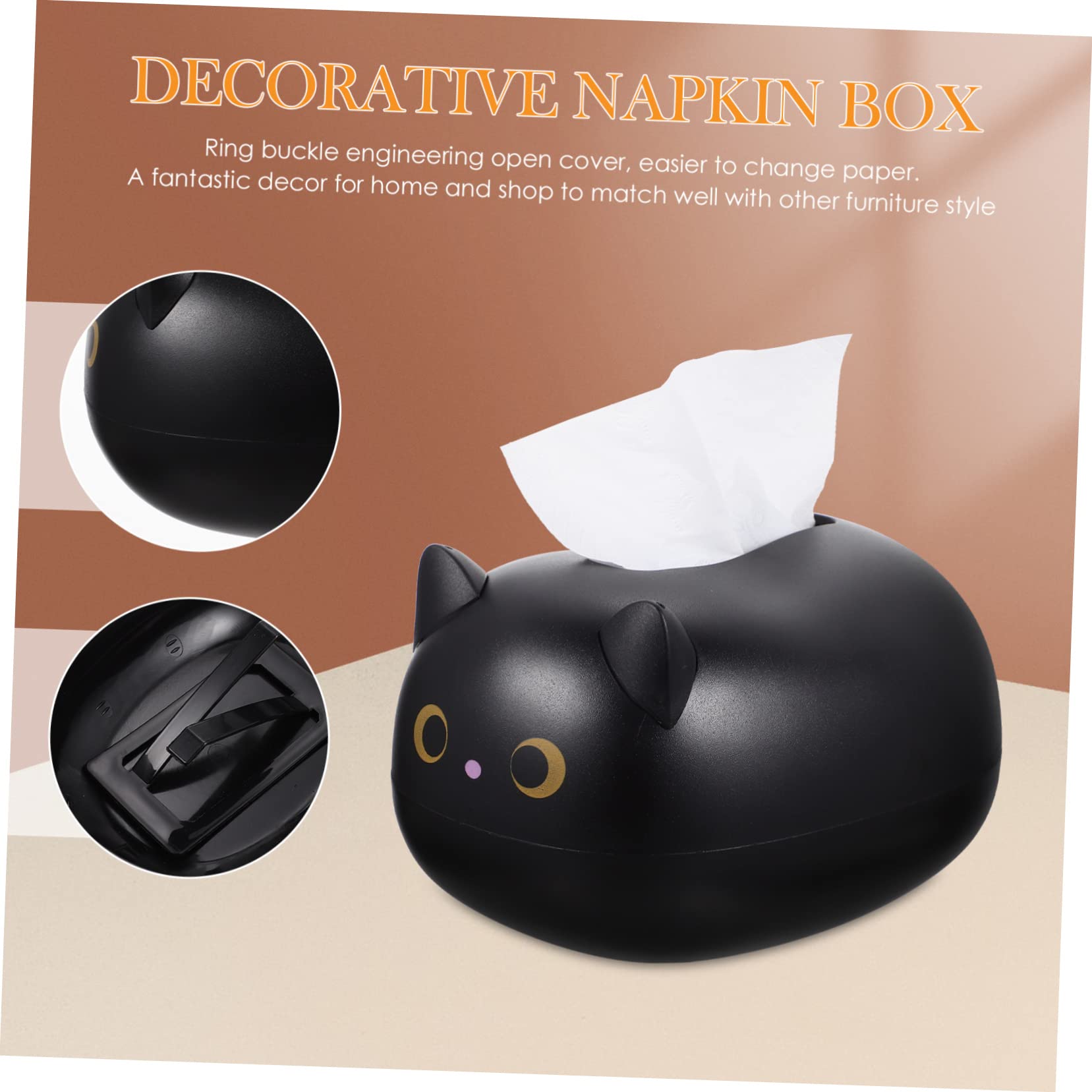 Porte-mouchoirs Décoratif Chat Noir en Résine, Étui à Mouchoirs Résistant à l'usure, Accessoire Maison Pratique pour Salle de Bain et Bureau, Boîte à Mouchoirs pour Décoration