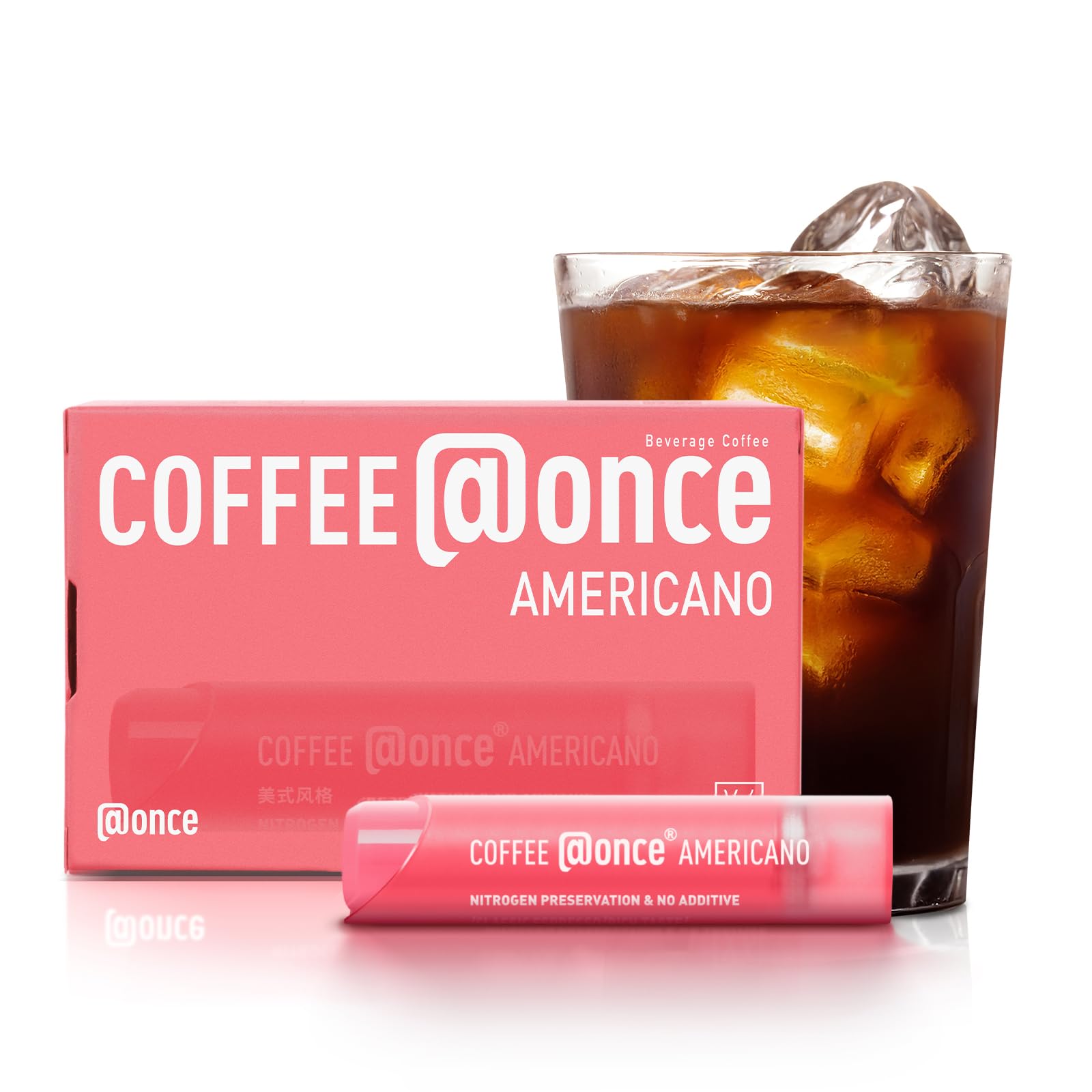 COFFEE @ONCE Americano Coffee Concentrate - Cold Brew Coffee, Perfect for Instant Iced Coffee, Cold Brewed Coffee and Hot Coffee,Pocket/Purse Sized & Travel Friendly, No Refrigeration, 6 Cups