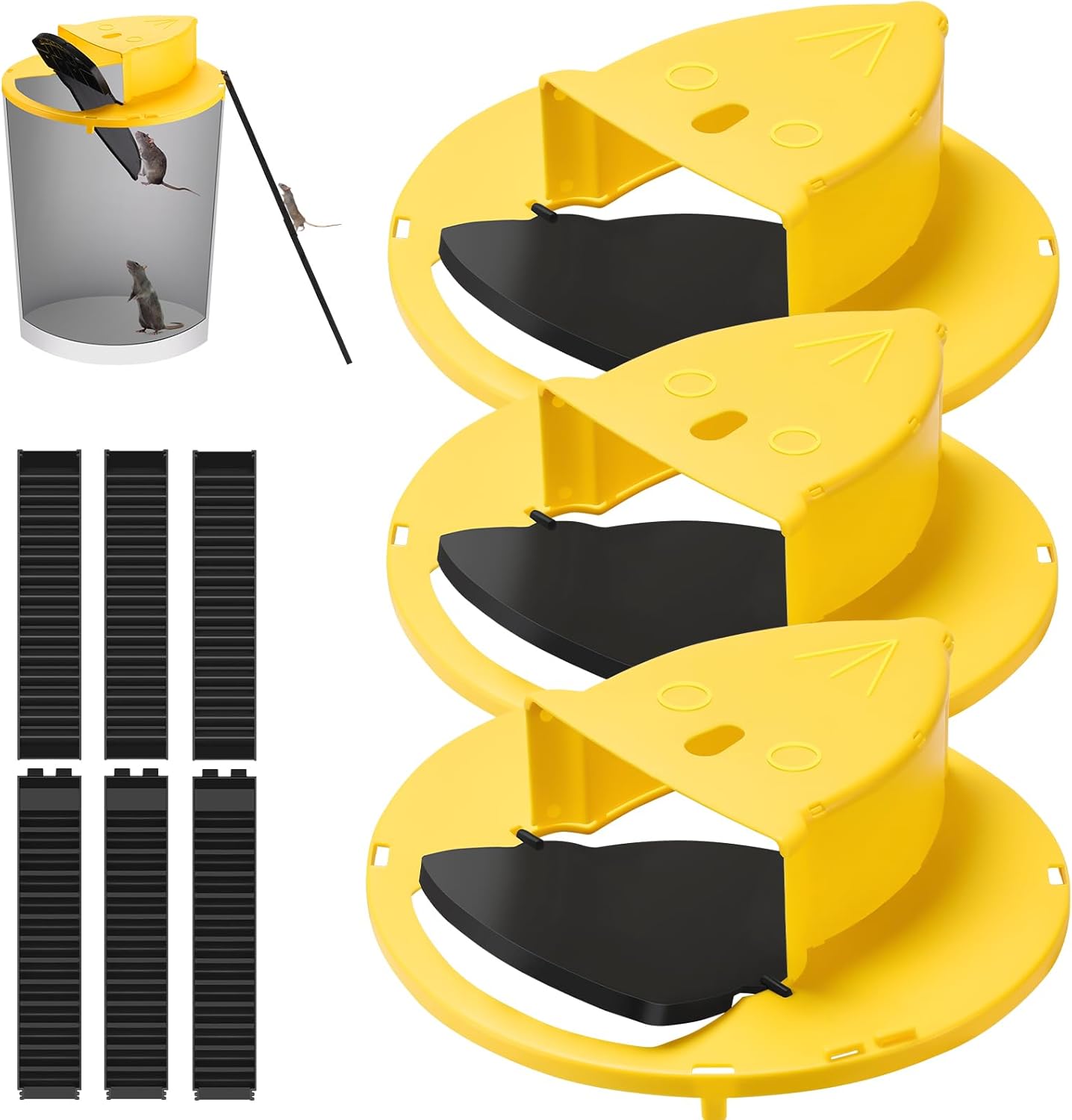 Mouse Trap Bucket Lid - 3 Pack, 5 Gallon Bucket Lid Mouse Rat Traps, Multi-Catch, Auto Reset, Reusable Mice Trap Lids for Indoor Outdoor Use