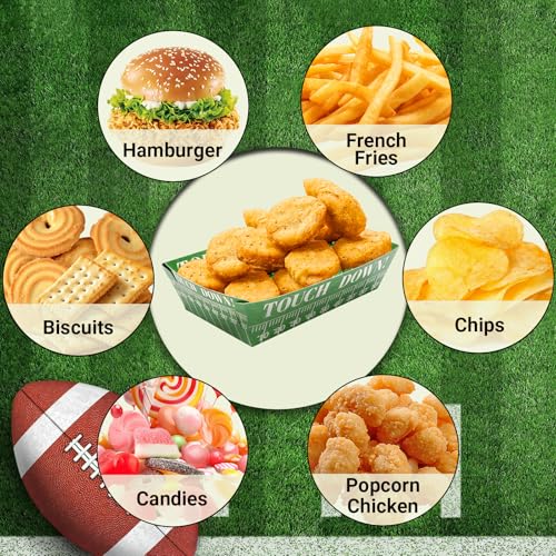 Football Party Supplies for Superbowl Party Decorations 2026– 16Pack Disposable Football Food Plates & Paper Trays for Gameday - Image 8