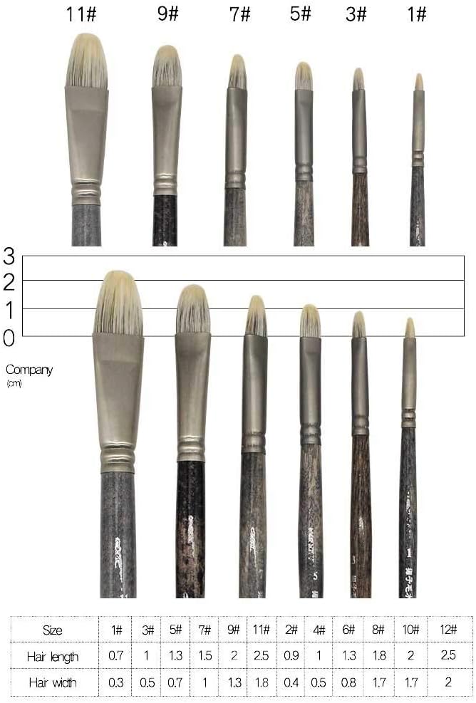 6pcs Hair Birch Rod Watercolor Paint Brush Professional Oil Gouache Acrylic Decorative Art Supplies