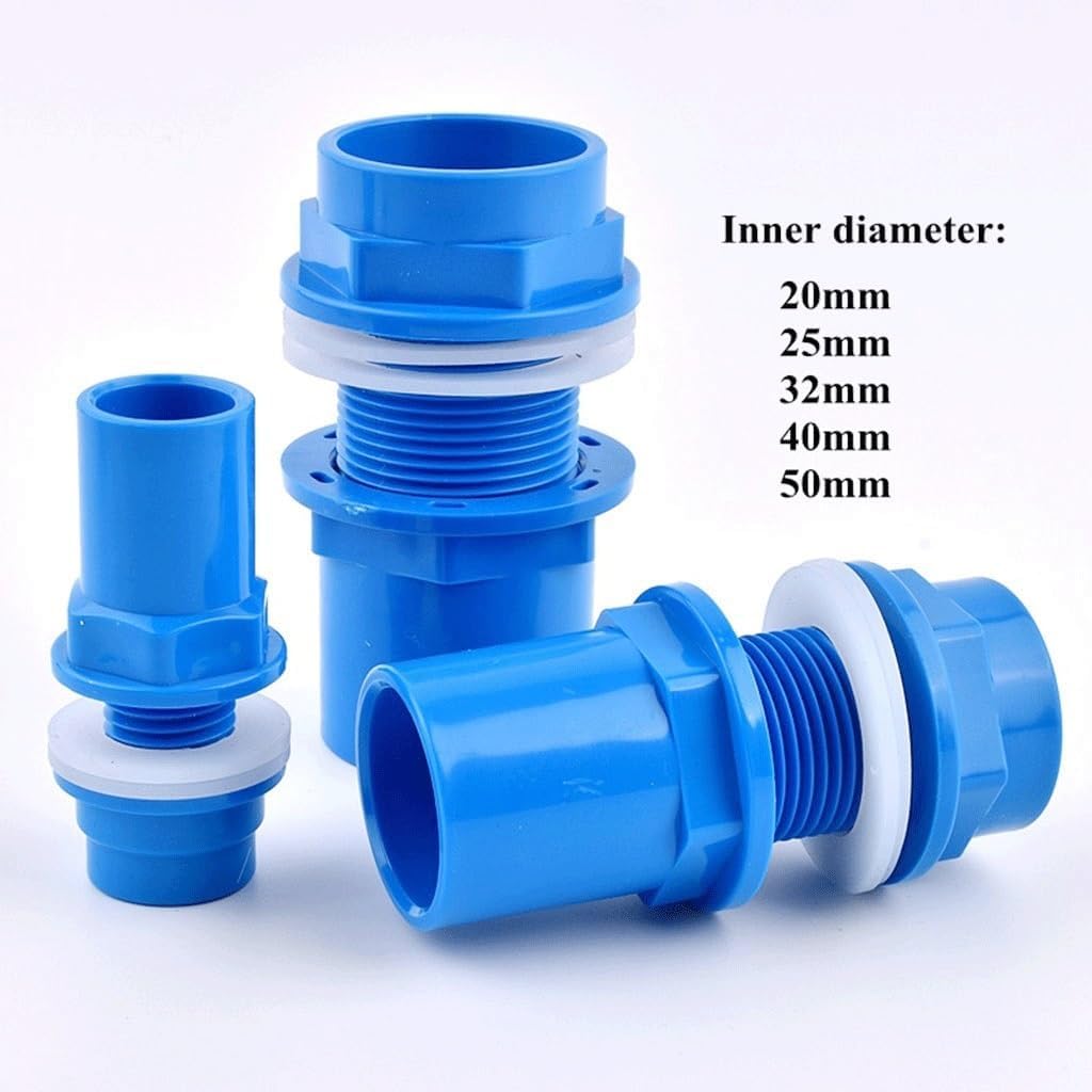 10pcs PVC Aquarium Butt Fish Tank Pipe Drainage Connector, for Thicken UPVC Pipe Drain Adapter Inlet Outlet Joints (Color : Inner Dia 50mm, Size : 10pcs)