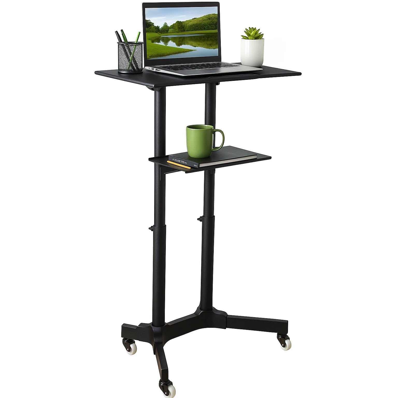 Techly ICA-TB TPM-1BK Notebook Stand Schwarz - Notebook-Ständer (Notebook Stand, Schwarz, Metall, 1030-1250 mm, 0-40°, 620 mm)