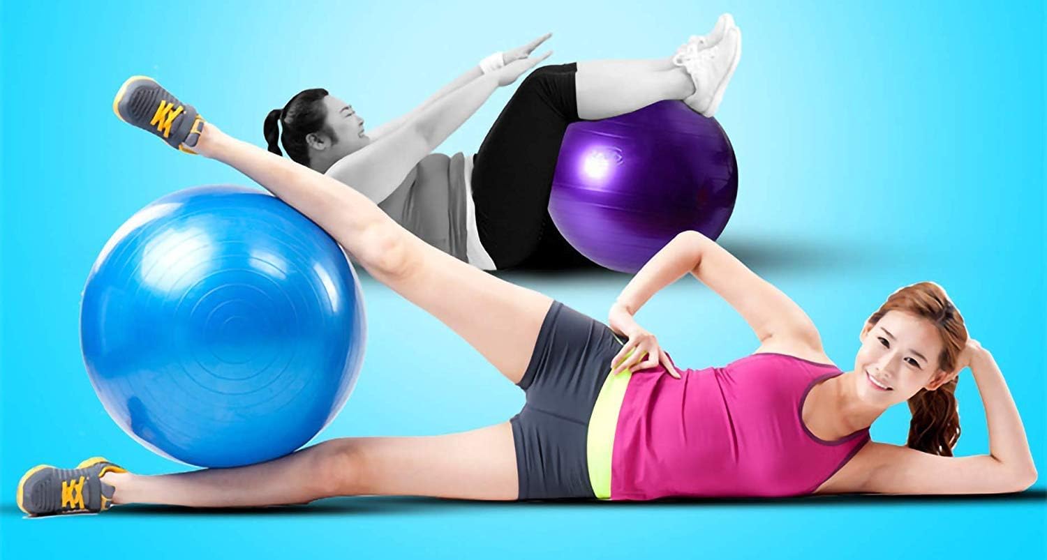 Exercise Ball for Yoga, Fitness, Balance Stability, Extra Thick Professional Grade Balance & Stability Ball - Anti Burst, Workout Program 2020 (Blue, 45cm)