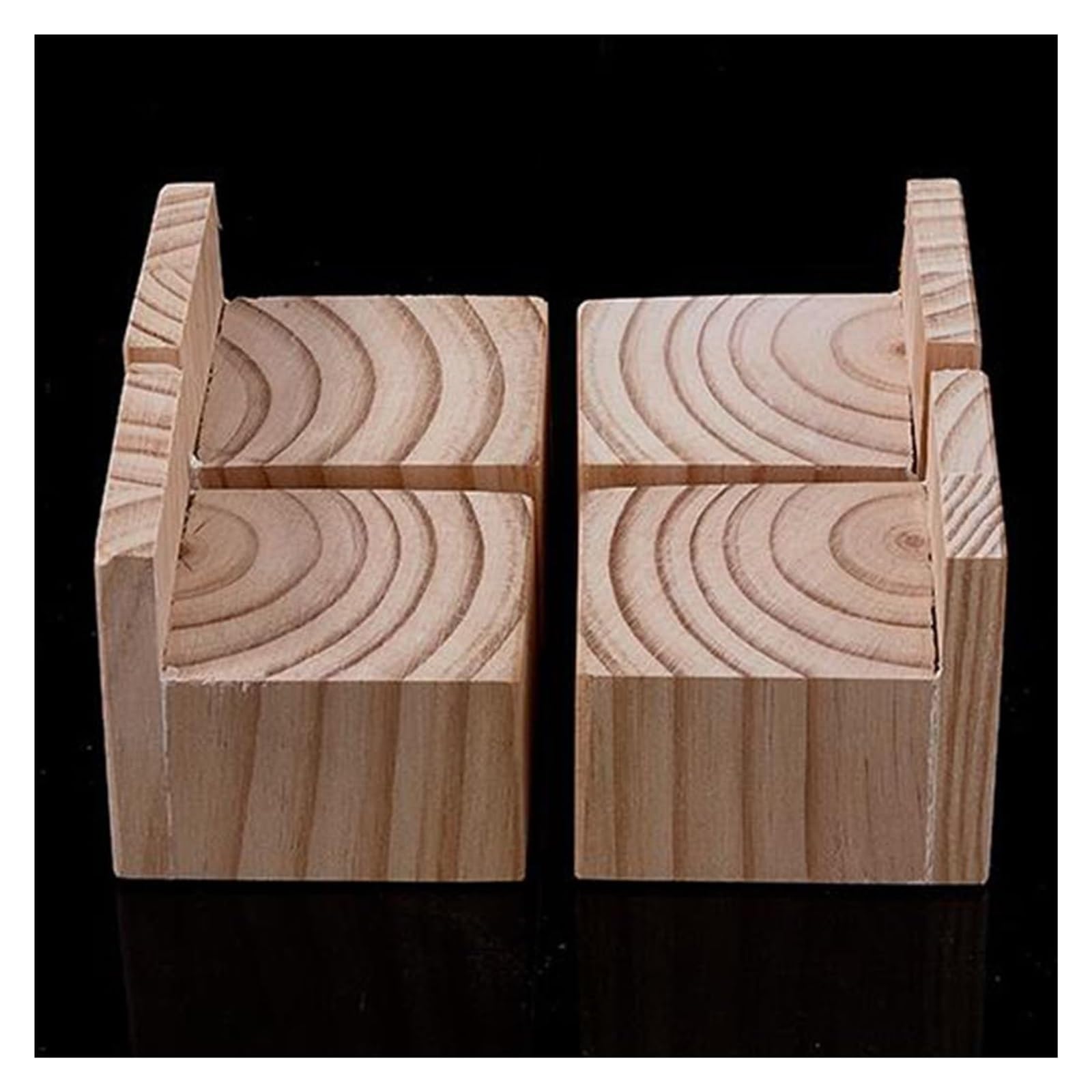 Podnośniki do łóżek drewnianych, Zestaw 4 stojaków do mebli z drewna sosnowego o wysokości 3–20 cm(A 12cmIncrease Height 10cm)