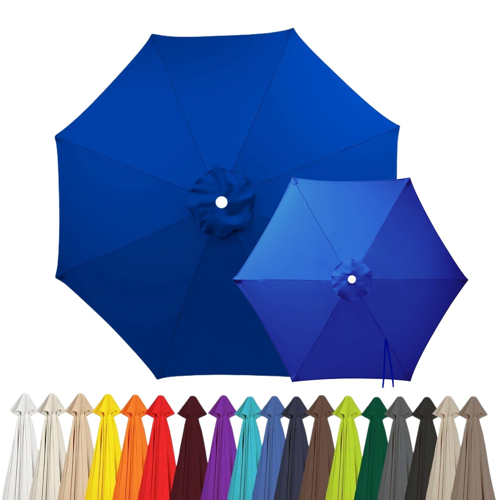 2m 2.15m 2.5m 2.7m 3.0m 4.0m Replacement Parasol Canopy for 6/8 Arms, Waterproof Outdoor Garden Parasol Fabric Cover, UV Protection Sun Shade Replacement Top Only(Blue,6-RIBS-7.1FT/2.15m)
