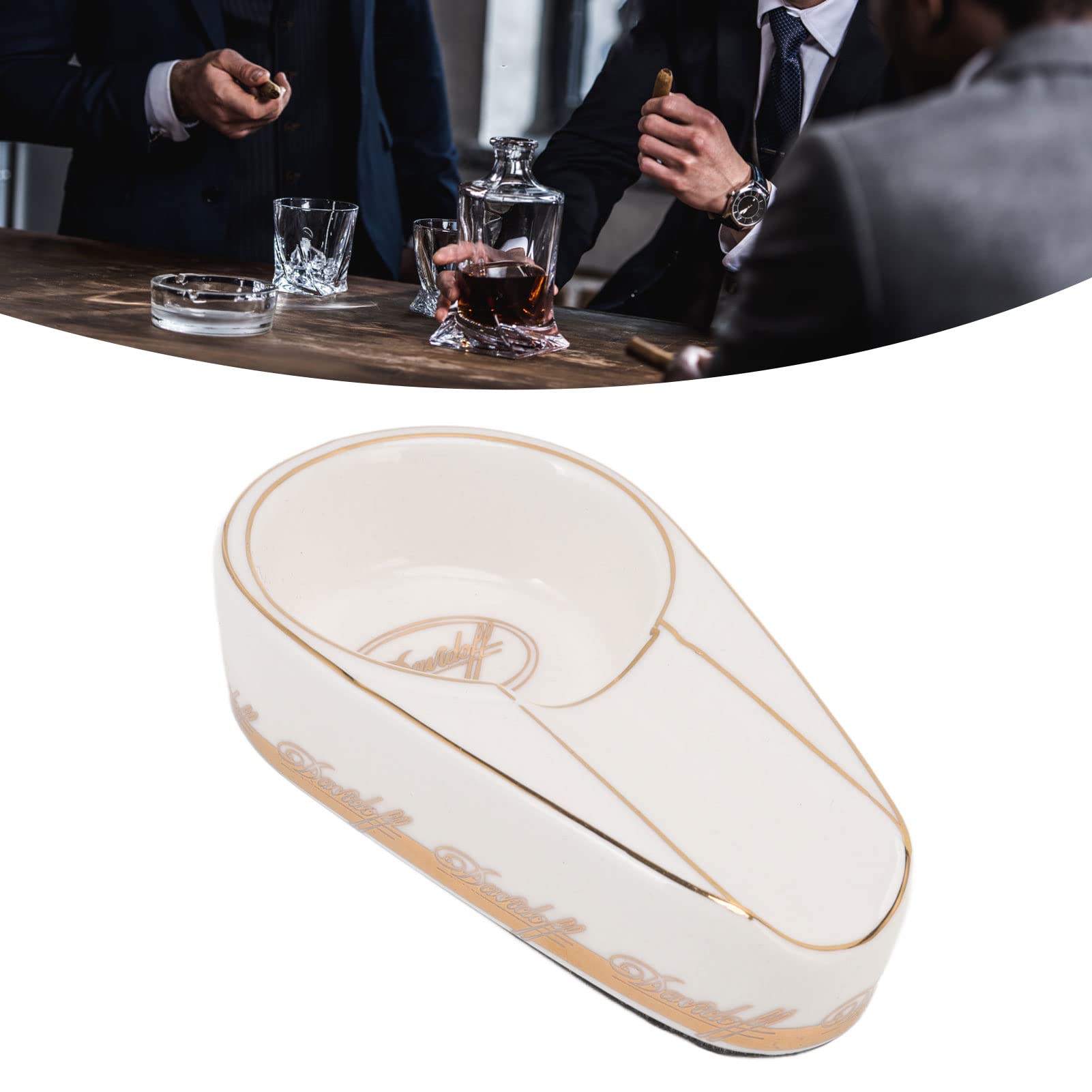 Cigar Ashtray, Single Ceramic Ashtray, Outdoor Travel Ash Tray with Round Ash Slot, Portable Ceramic Cigar Ashtray, Single Cigarette Holder Ashtrays for Home, Office, Patio (Type 2)