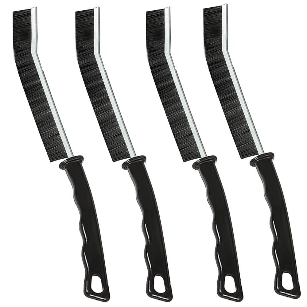 4pcs Multifunctional Long Thin Slim Small Detail Cleaning Brush, Hard Bristle Crevice Cleaning Brush (Black)