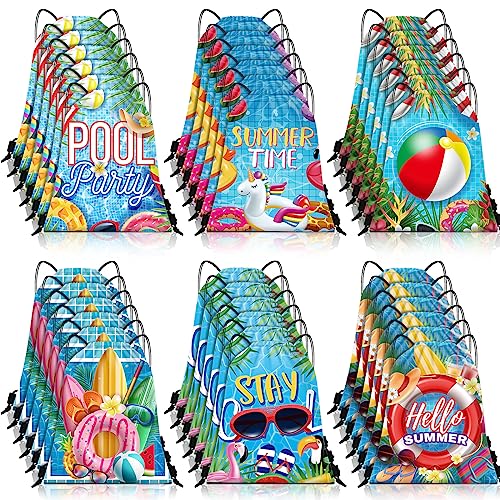 Kacctyen Strandbeutel mit Kordelzug, Sommer, Kordelzug, Rucksack, Strandball, Schnur, Geburtstagstasche, Pool-Party-Dekoration, Bunt, 12 x 10 inches/ 30 x 25 cm