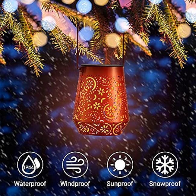 4 Pack Solar Lanterns Outdoor Waterproof Solar Lights Gifts for Women Garden Decor LED Hanging Solar Powered Lantern with Handle for Outside Patio Yard Table Fence, Gardening Gift