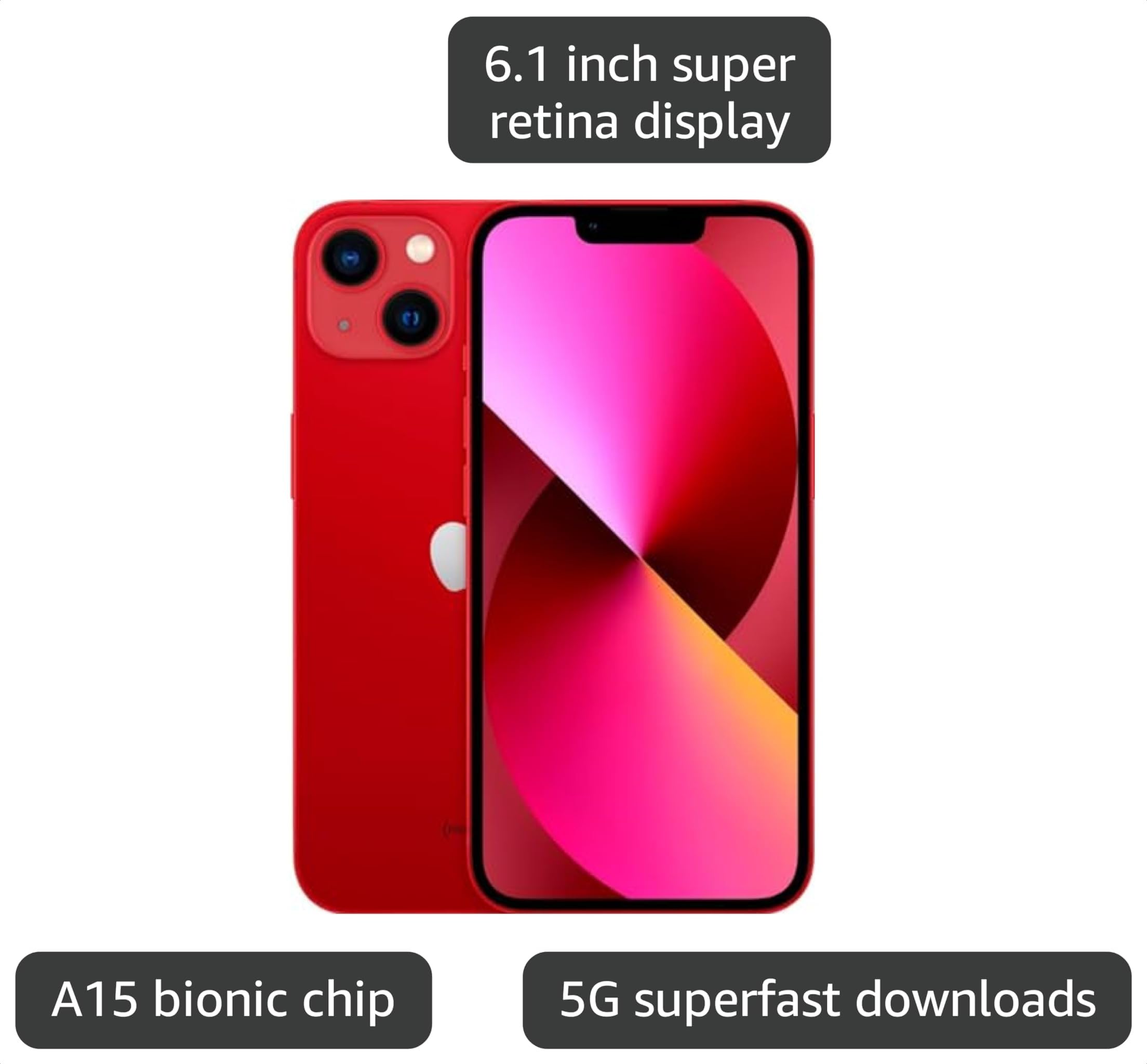 Amazon.com: Apple iPhone 13, 256GB, PRODUCT RED - Locked to