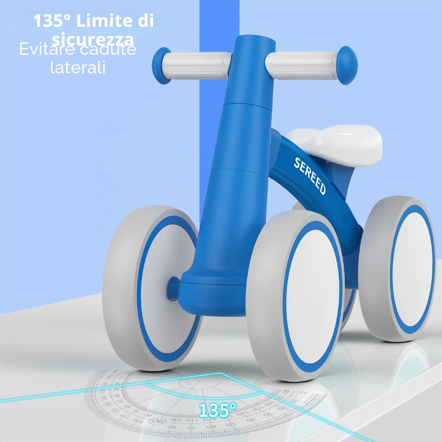 SEREED Bicicletta per bambini a partire da 1 anno, giocattolo per bambini da 12 a 24 mesi, prima bicicletta senza pedale con 4 ruote per ragazzi e ragazze, regalo di primo compleanno
