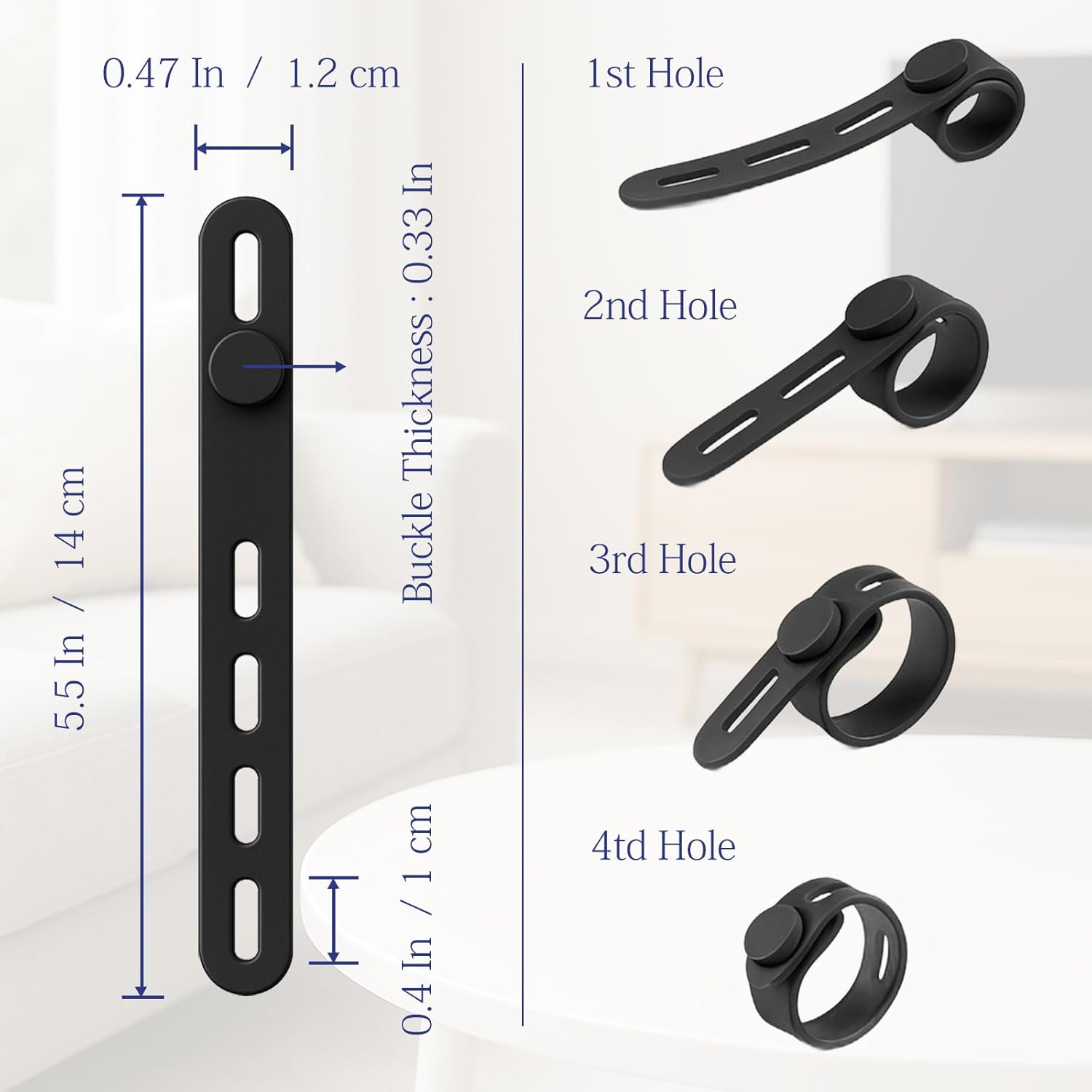 12-Pack Reusable Silicone Cable Ties – Adjustable Lock Buckle Cord Organizer Wraps for Travel, Home, and Office Wire Management