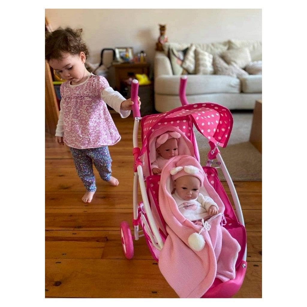 Roma Dotty Tandem Poussette Double pour poupées Rose à Pois