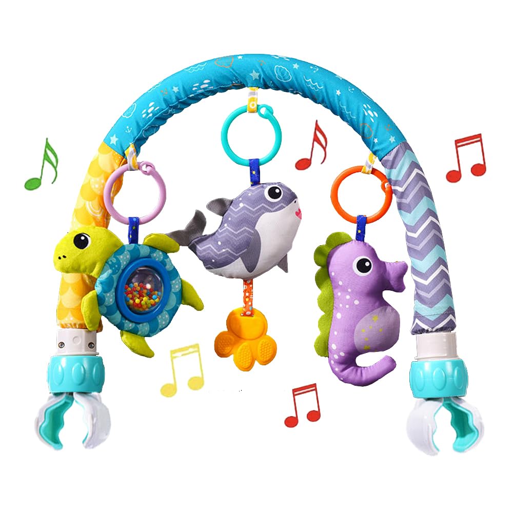 ORZIZRO Baby Stroller Arch Toys, Crib Mobile for Infants Adjustable Bassinet Mobile with Universal Clamp, Activity Toy Bar for Bouncer Newborn CarSeat