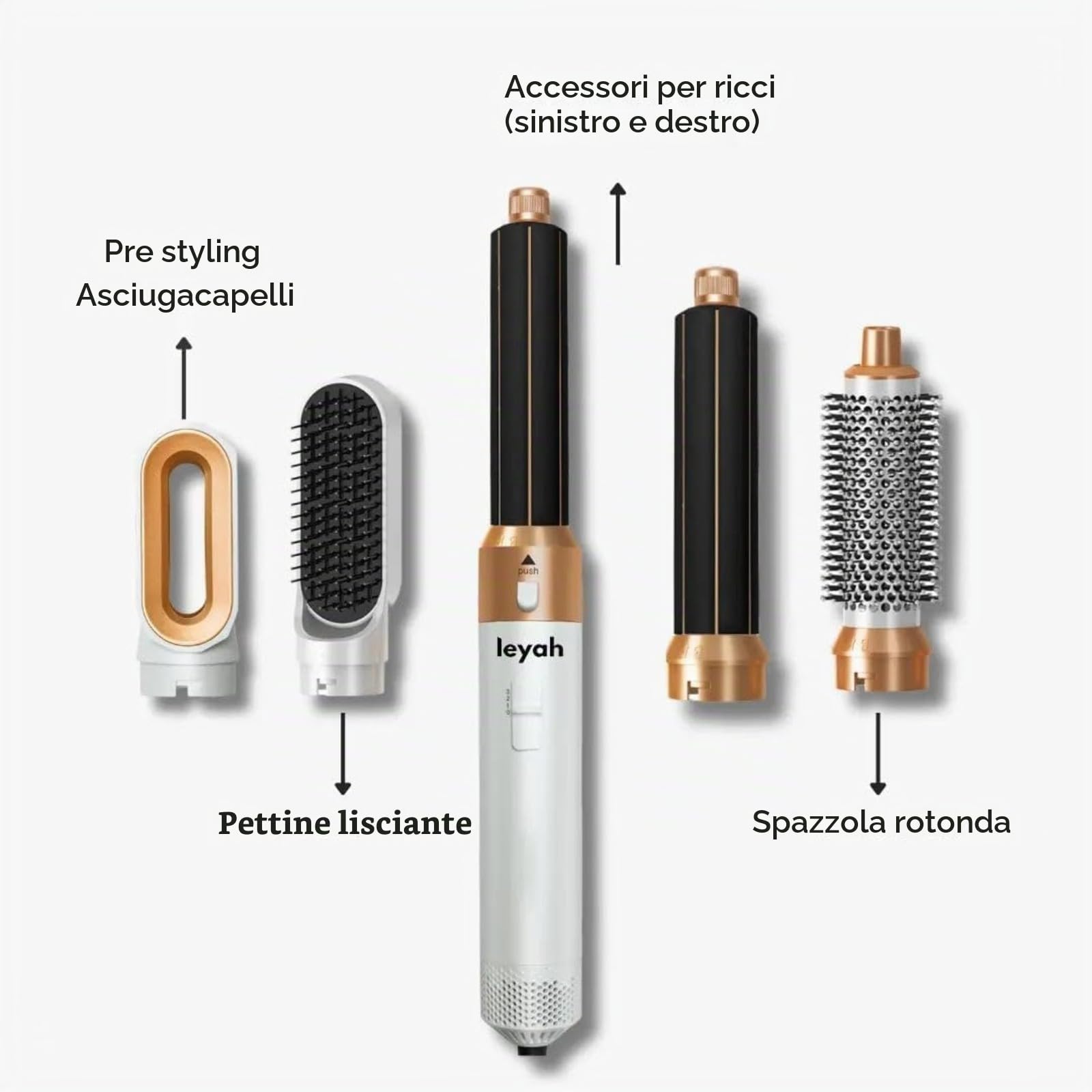 Multistyler 5 in 1, 1000W Spazzola Asciugacapelli Multifunzione, Spazzola Asciugacapelli Rotante Lisciante for Capelli, Air Styler Set for Capelli Ricci, Lisciante, Asciugare
