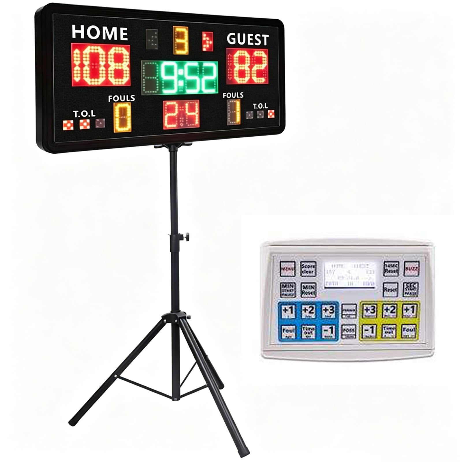 35” Contest Scoreboard, Large Electronic Score Keeper with Console and Adjustable Height Stand, Built-in Buzzer,164ft Viewing Distance, Wall/Tripod Mount Installation Method,Aluminum Alloy Shell