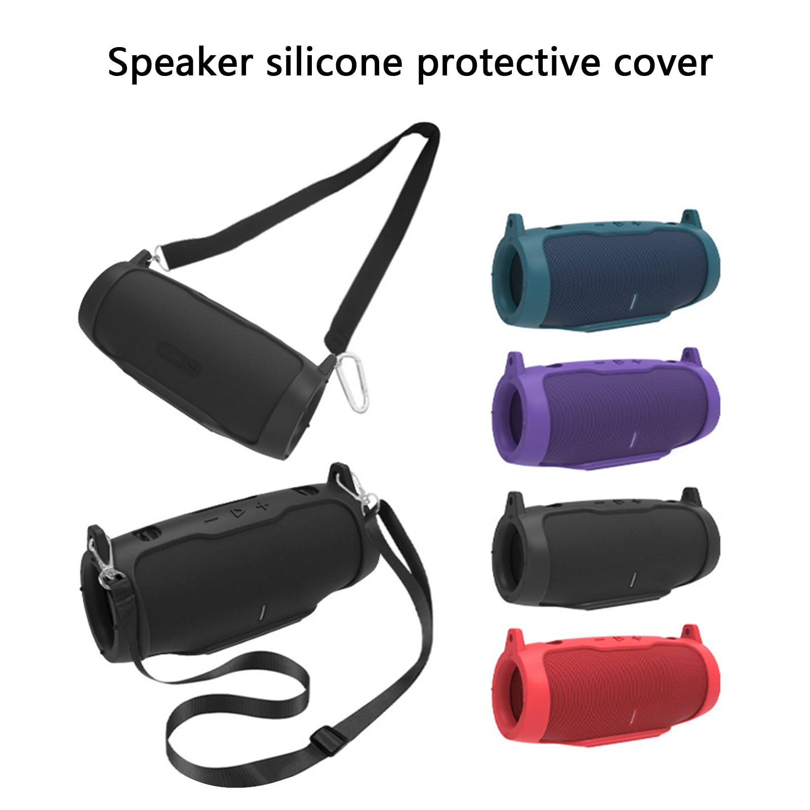 Silicone Protective Covers Shockproof Speakers Carrying Case with Shoulder Straps for 6 Speakers