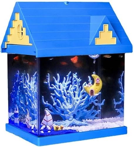 【Fabig】ミニ水族館 ガラス水槽 デスクトップ用 LEDライト付き 熱帯魚 メダカ 金魚 生態観察 コンパクト おしゃれ 飼育セット (C,1)