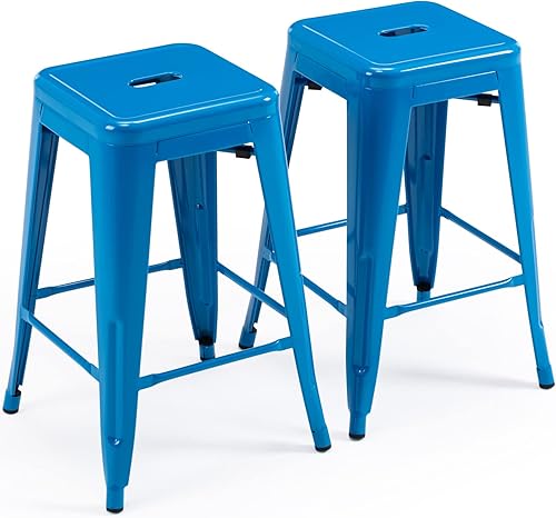 Vogue Furniture Direct - Taburetes de metal de 24 pulgadas para bar, taburetes alto para encimera sin respaldo, apilables para interior y exterior