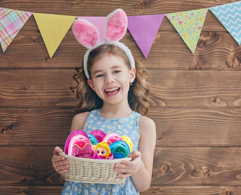 Miniatura 6 de Paquete de 4 huevos de Pascua de deformación de princesa huevos de Pascua con juguetes recuerdos de fiesta para niños caza de huevos rellenos de
