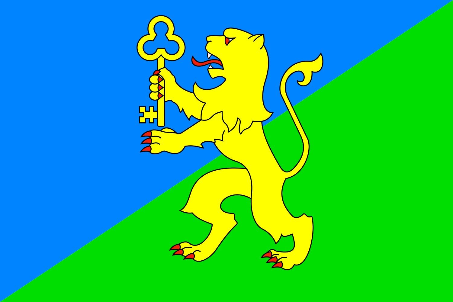 Drapeau Zhovkva raion grand pavillon en maille pour mât de Lviv Oblast