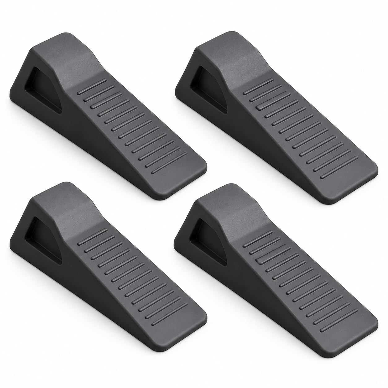 3d printed pla door stopper wedge, heavy duty anti-slip door catch, floor protector for home & office (black, pack of 4)