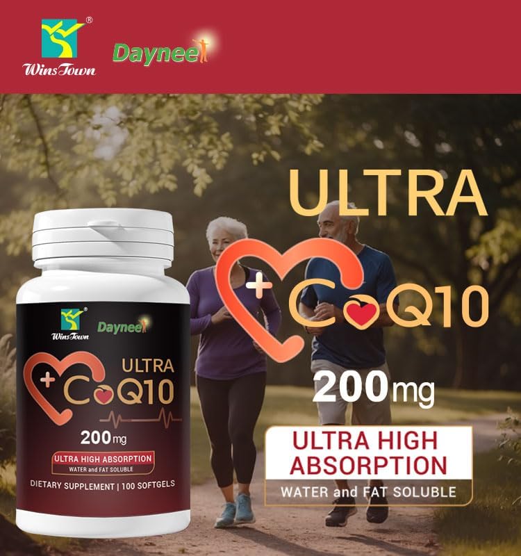 CoQ10 200mg Softgels with Vitamin E–High Absorption Coenzyme Q10 Supplement for Heart Health&Cellular Energy Support, Non-GMO, Gluten-Free, 100 Softgels