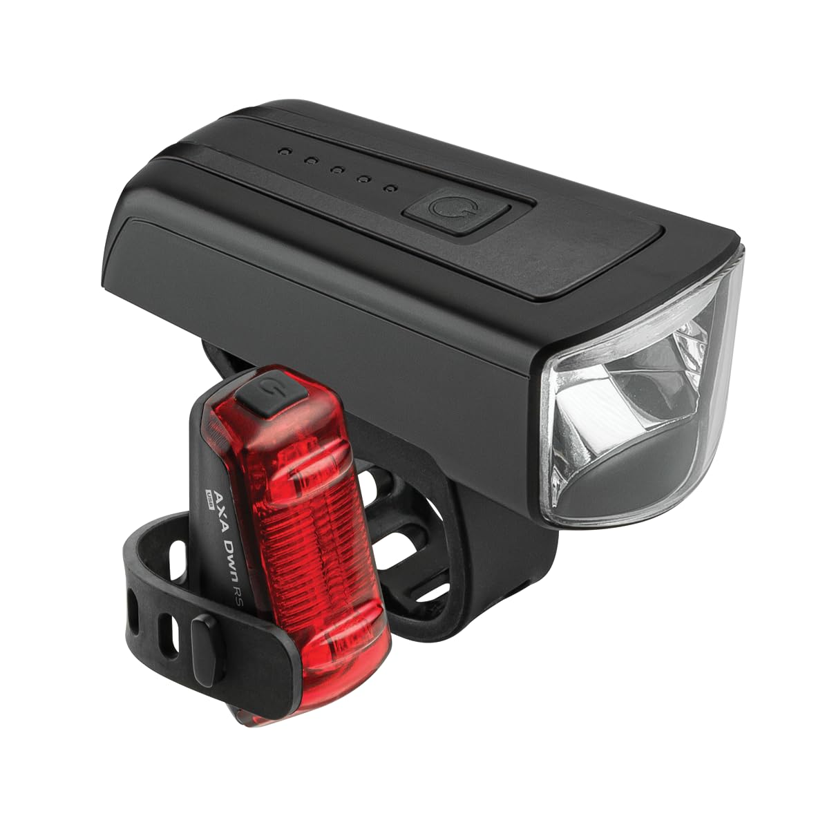 AXA Fahrradlicht Set Dwn 70 Lux – USB Aufladbar – 20 Stunden Leuchtdauer – Batterieanzeige – StVZO Zugelassen