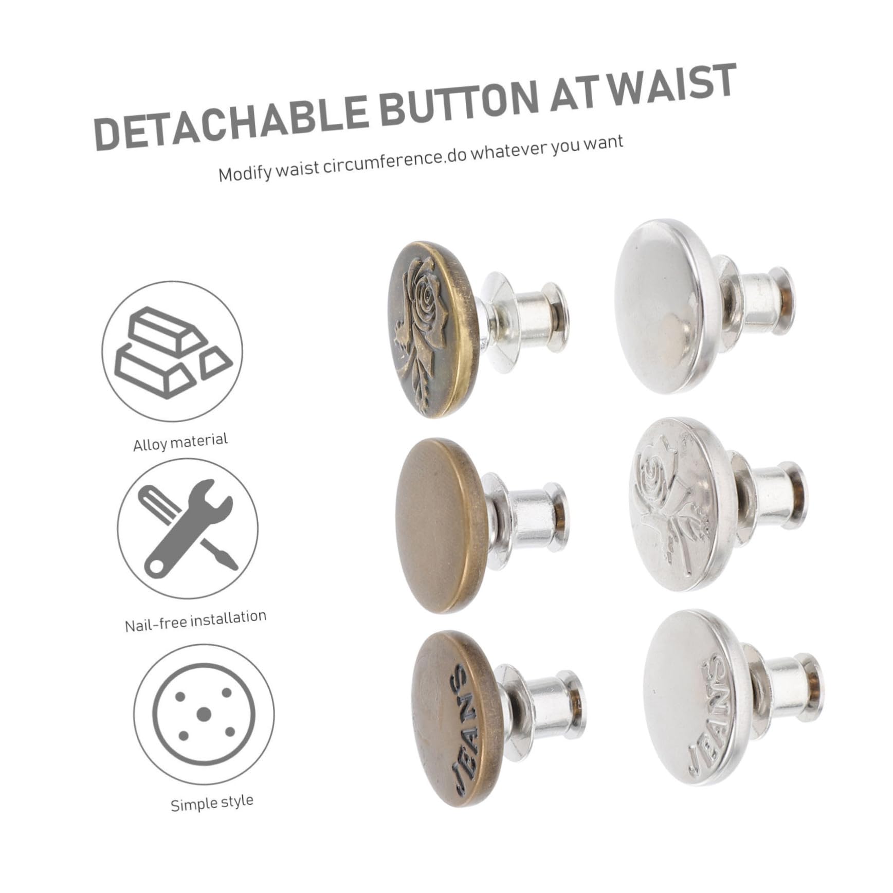 SHINEOFI 72piezas Hebillas Ajustables Para Jeans Botones De Pantalón Antideslizantes Diseño Práctico Para Fabricados Duradera De Cintura