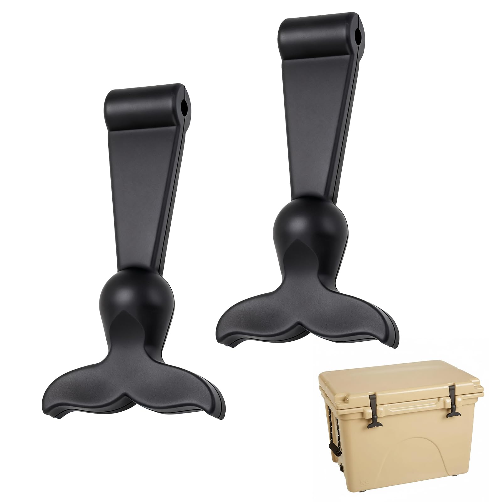 2 Pack Cooler Latches Replacement Compatible with Orca, Replacement Lid Latches for Cooler, Made of Durable Premium Rubber, T Shaped Latch with Whale Tail Design, Hard Handle Grips, Black