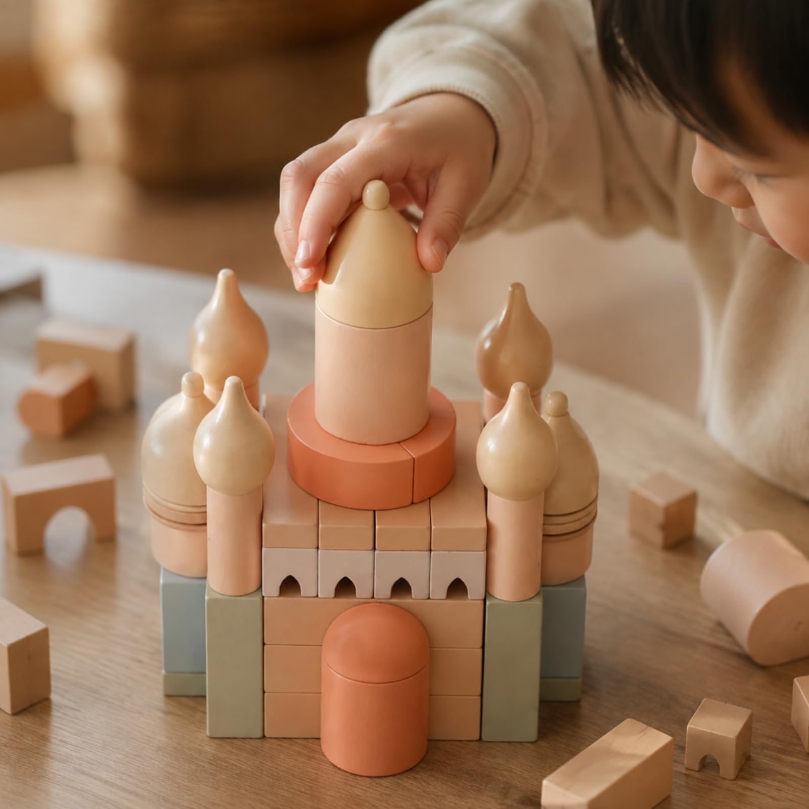 Gioco di Costruzioni con Torrioni Ti Costruzioni in Legno con Elementi Archittonici Educativi Gioclo per Costruzione da