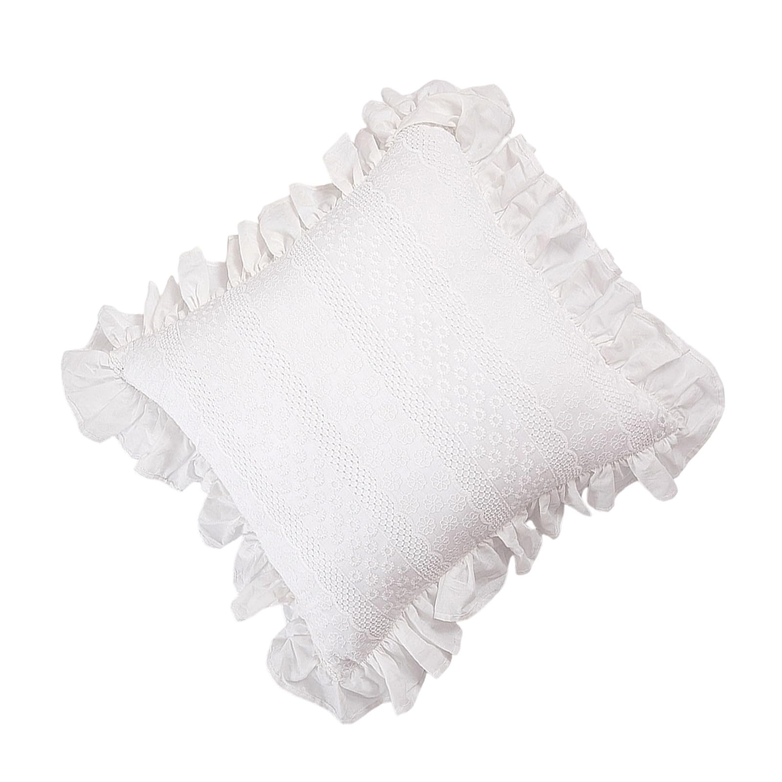 Piceioep Decorative Scalloped Pillowcase Sturdy Cotton Fiber Gentle Texture Living Room Bedroom Styling Machine Washable Ruffle Pillowcase