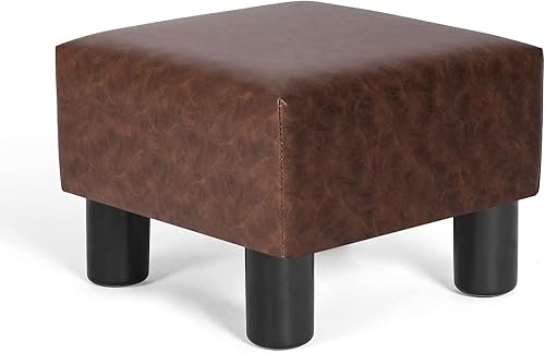 Miniatura 1 de Joveco Taburete pequeño otomano de tela, moderno taburete cuadrado para sofá, escritorio, oficina, sala de estar, dormitorio (naranja)