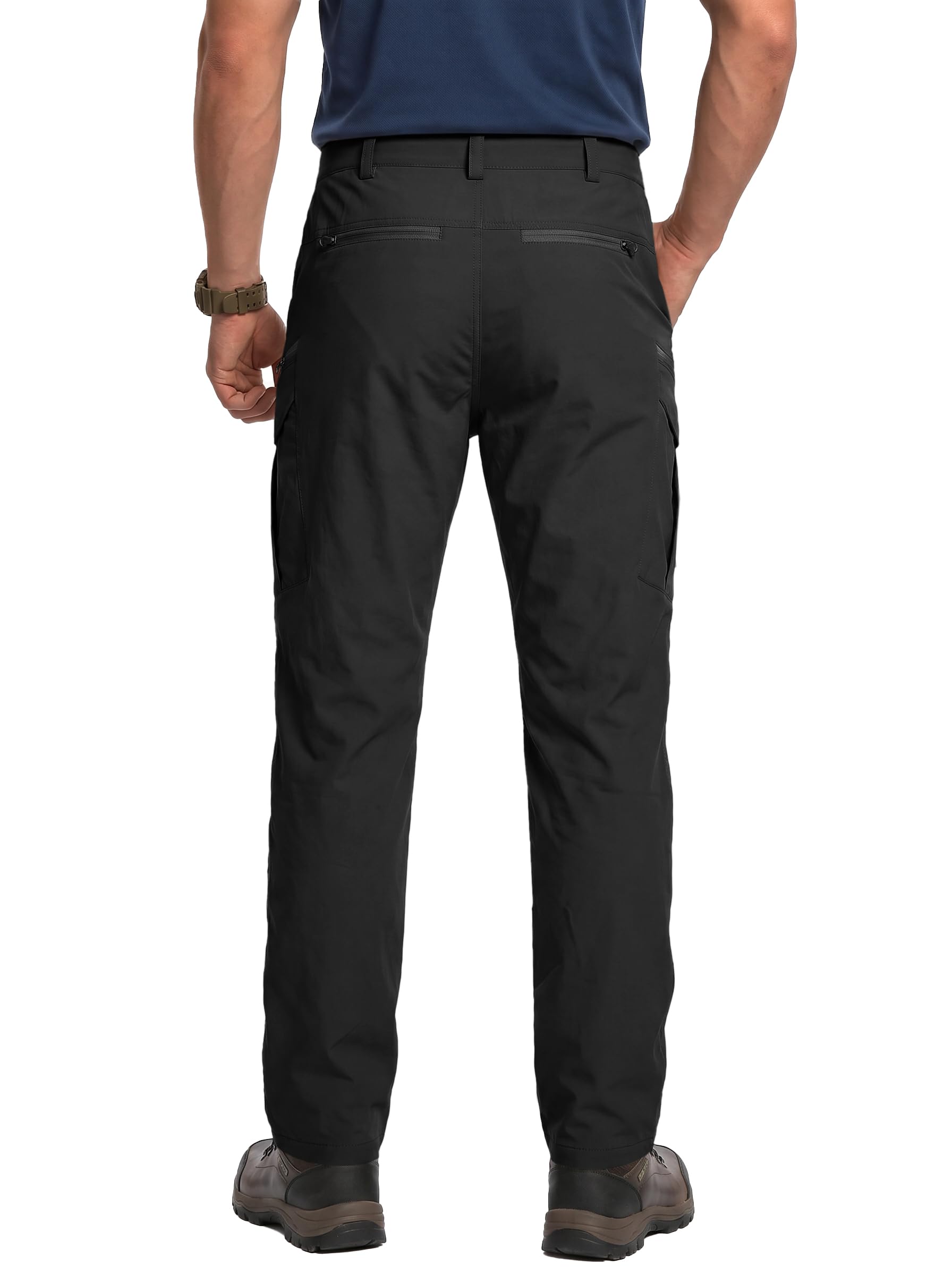 Runcati Pantalon d'extérieur pour homme - Imperméable - Respirant - Léger - Avec plusieurs poches - Fermeture éclair - Séchage rapide