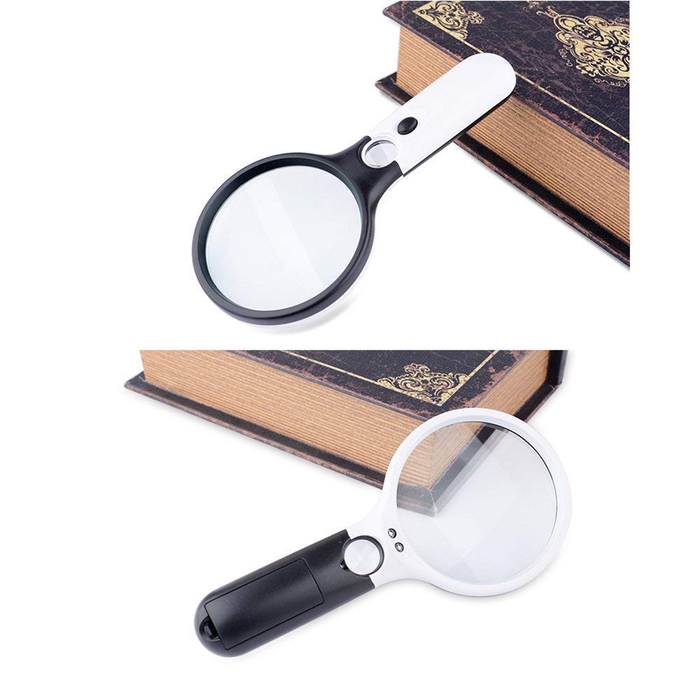 Lupa de Mano de 10X/45X con 2 Lentes de Lectura Ultra HD de luz LED para Lectura Nocturna, de Mano de 85 mm