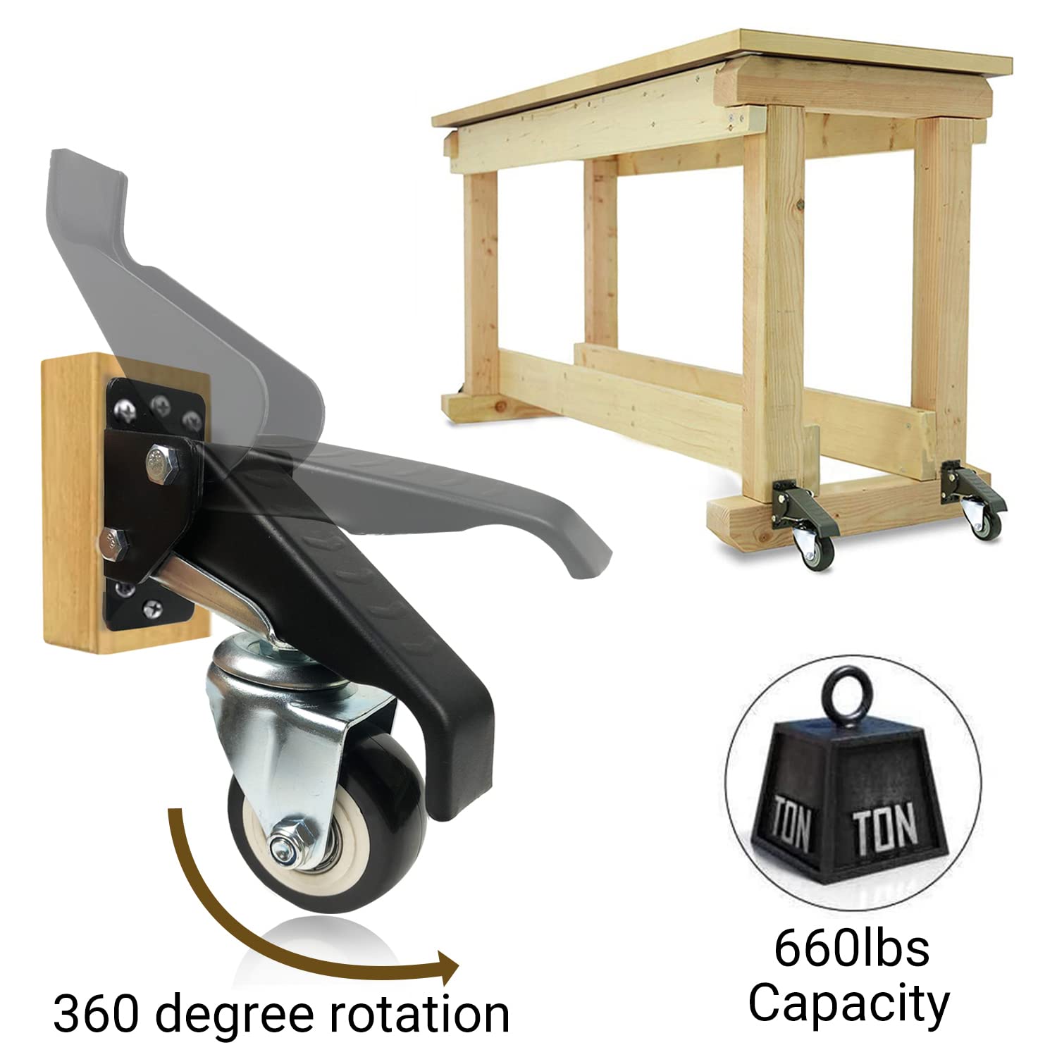 Buy ybaymy Workbench Casters Kit 300KG Capacity Heavy Duty Retractable