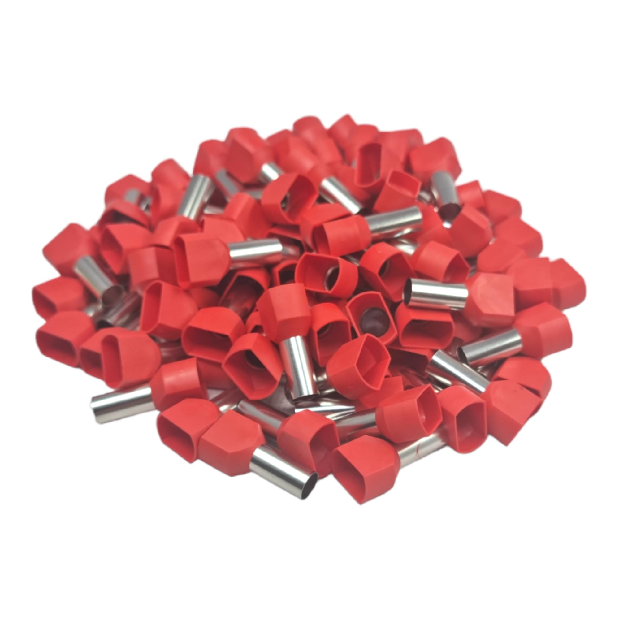 Red 100 Pcs Double Entry Cord End Cable Terminals Insulated Wiring Bootlace Ferrules 0.5Mm² - 16Mm² ( - 10.0Mm²)