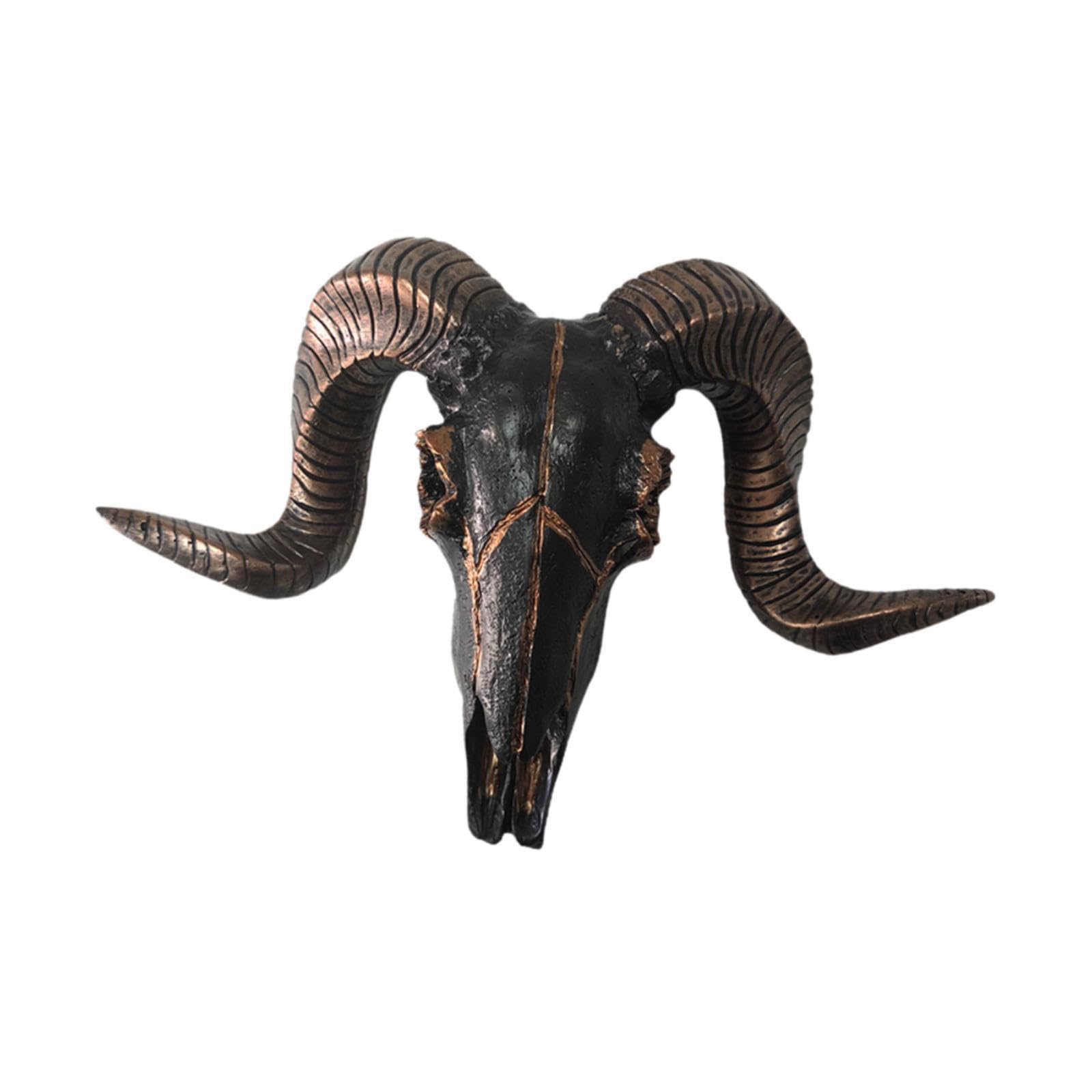 PIXZCSA Retro Style Sheep Head Statue Resin Sculpture Wall Mounted Eye Catching Decor For Office Home 3D Effect With Workmanship, Copper, 25.5x17.5x6cm