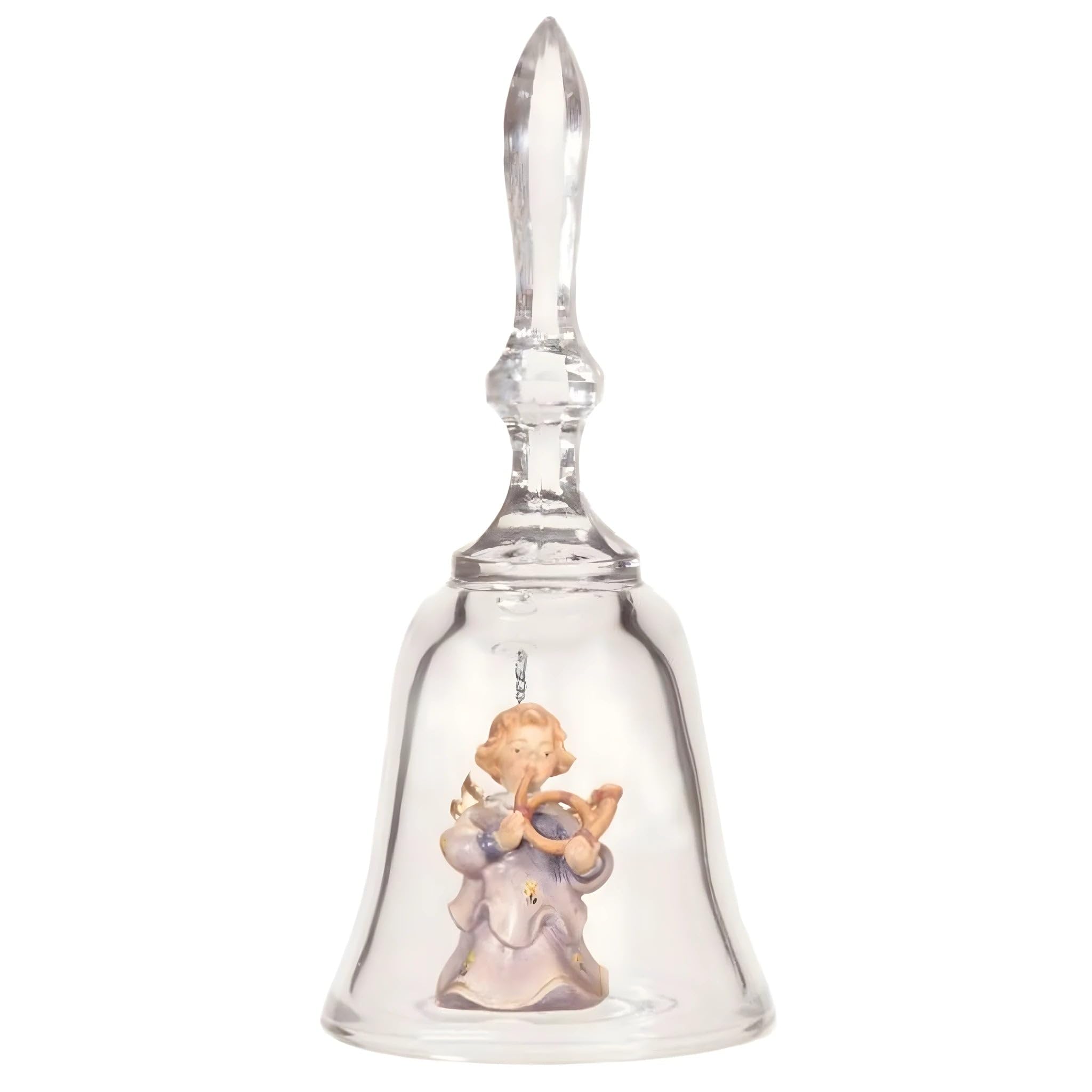 Dolfi | Angel in Bell with Horn Ringing 20 cm | Hand-Coloured Wood in Val Gardena | Nativity Figure