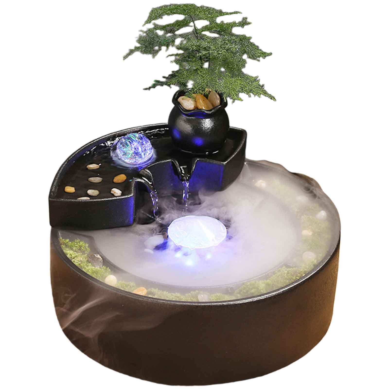 DFrywdgSEY tabletop fountain, Ceramic Pot Fountain Desktop Water Indoor, for and Home Decoration Table Desk Office Patio(E)