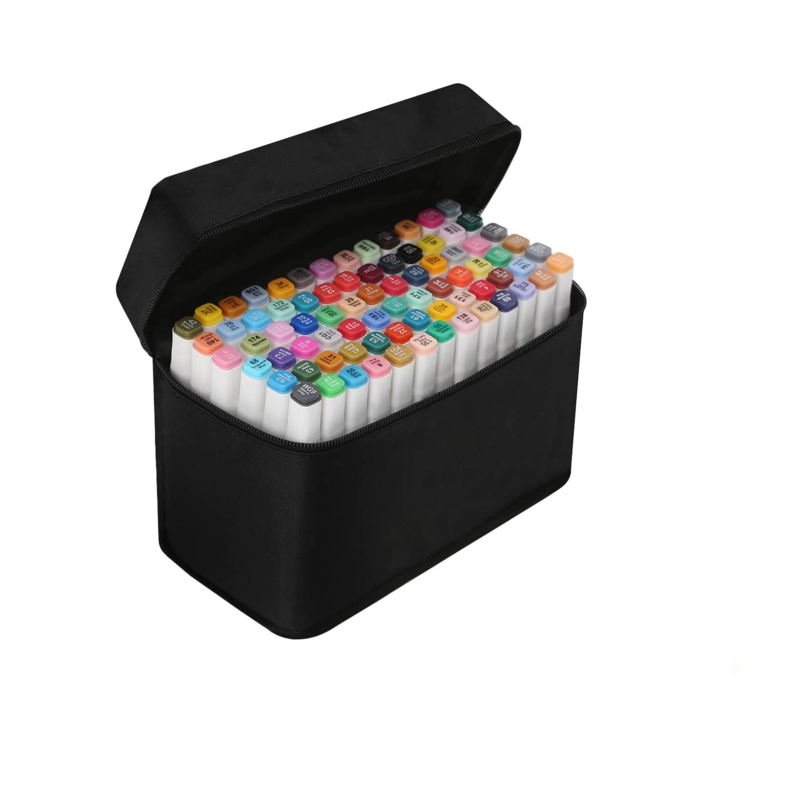 Shoze Colorful Art Pens - 80 Twin Tip Permanent Markers, Alcohol Based, Ideal for Adults & Kids - White Included