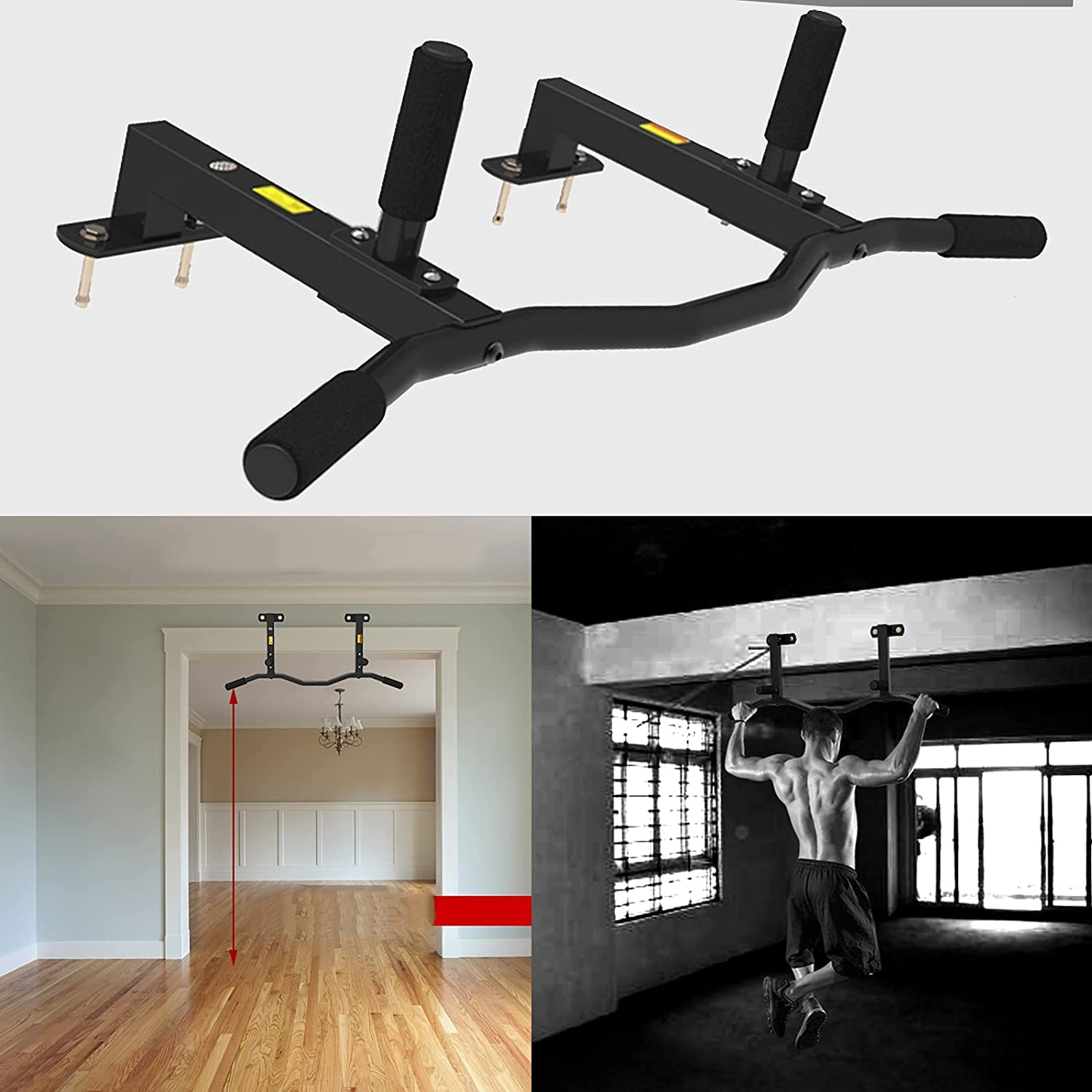 Drążek do podciągania, montowany na ścianie, sprzęt do treningu siłowego, Multi Grip Chin Up i stalowe drążki do dipów, 100 cm, do domu, siłowni