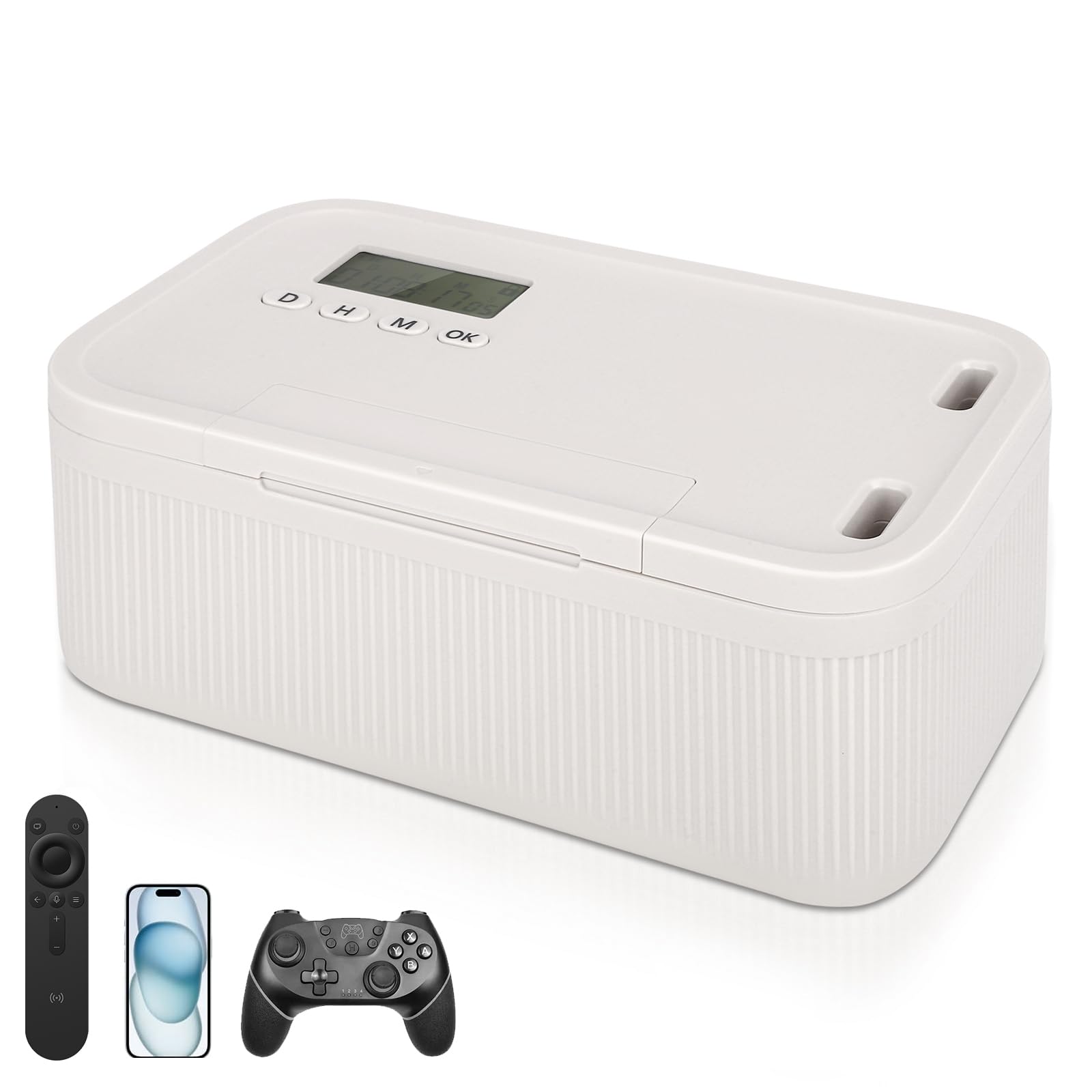Coffre-Fort Sécurisé avec Minuterie, Boîte de Verrouillage de Téléphone avec Minuterie, Alcool ou Autres Tentations Indésirables, Prison pour Téléphone pour le Travail & les Enfants (Blanc)