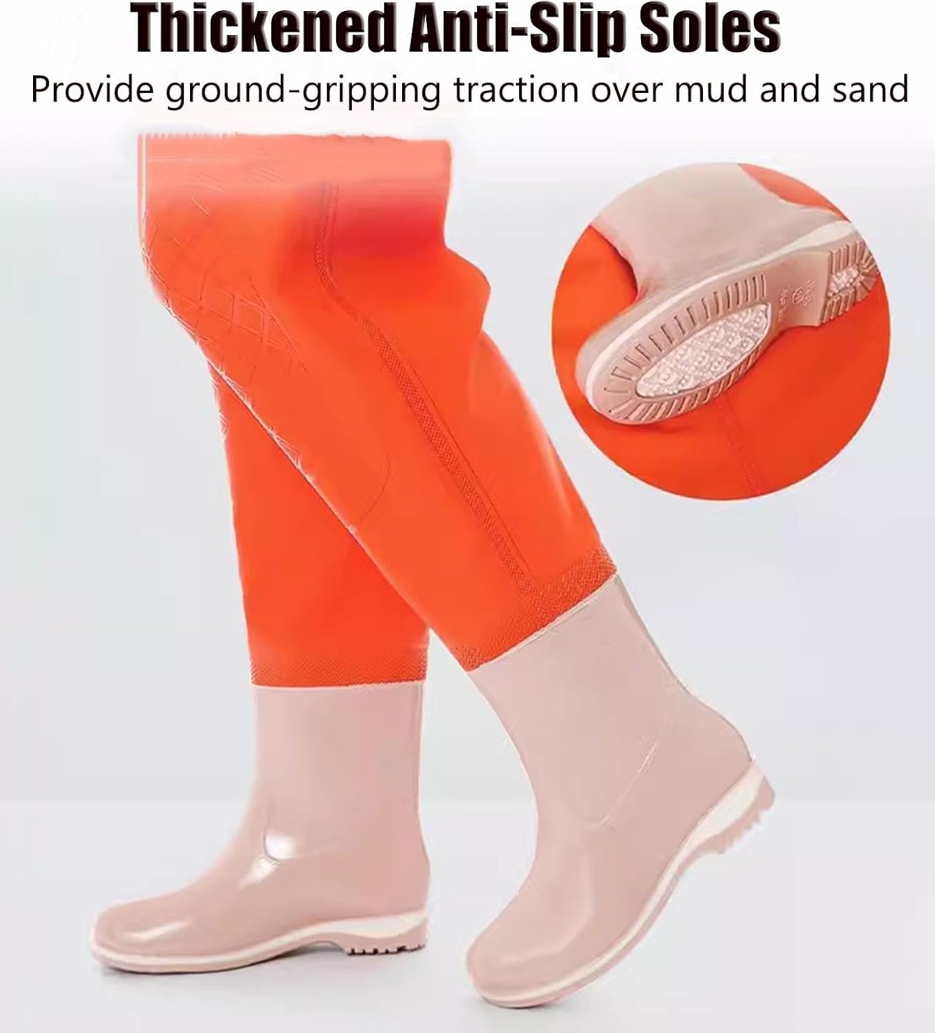 Damskie spodniobuty, wodoodporne spodniobuty, lekkie buty biodrowe z PVC z podeszwą z kolcami(Pink,6.5)